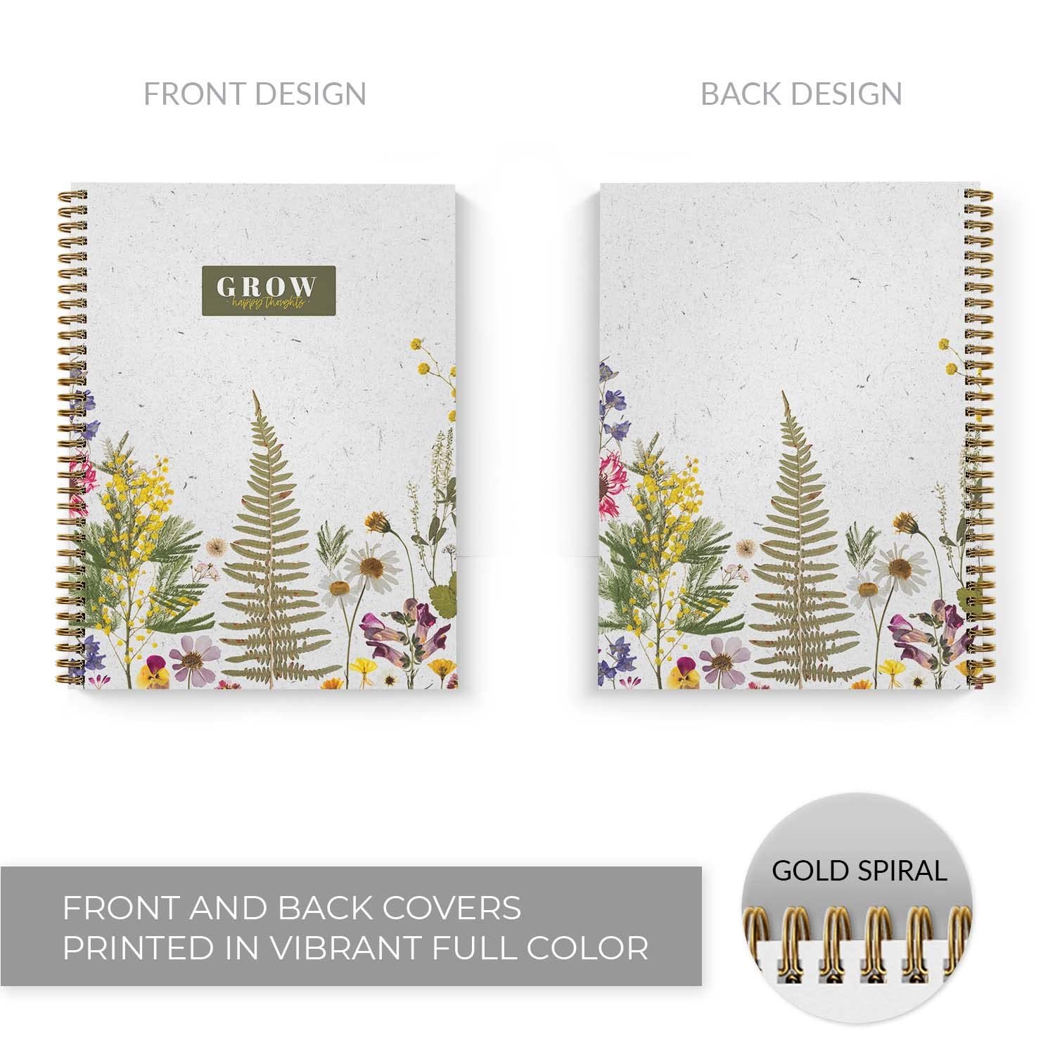 Amazon.co.jp: Grow Happy Thoughts フローラルスパイラルノート